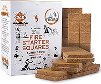 Ebobo 240 Fire Starter Cubes - Natural Wax, Odorless Non-Toxic, Weatherproof Quick Ignite for BBQ, Camping, Fireplace, Fire Pit