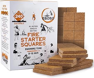 240 pcs Fire Starter Cubes – Natural Wax-Based, Odorless & Non-Toxic – Quick Ignition for BBQ Grill, Fireplace, Wood Stove, Fire Pit & Camping – Easy, Mess-Free Lighting