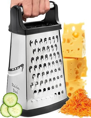 Miniatura 1 de BASSWOOD Rallador profesional de queso, rallador de caja de acero inoxidable de 4 caras, triturador de alimentos para queso, triturador de queso,