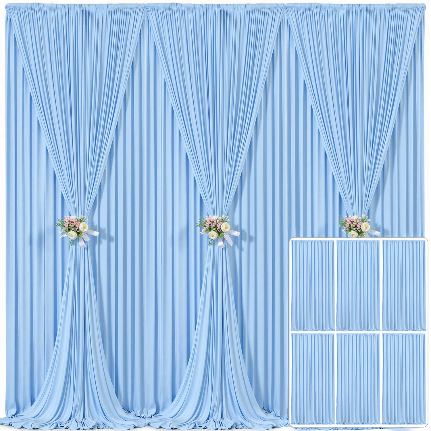 10x10 Champagne Backdrop Curtain for Parties Wedding Baby Shower Wrinkle Free Photo Curtains Backdrop Drapes Fabric Decoration for Bridal Shower 5ft x 10ft,2 Panels — view 121