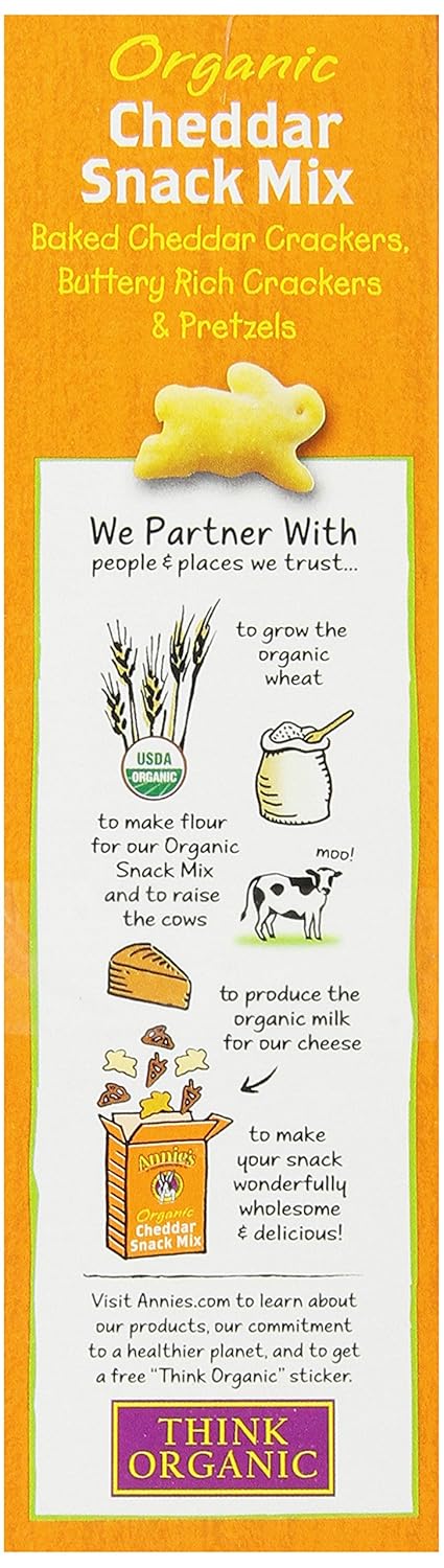 Annie's Organic, Snack Mix, Baked Cheddar Cheese Crackers and Pretzels, 9 oz. Box (Pack of 4)