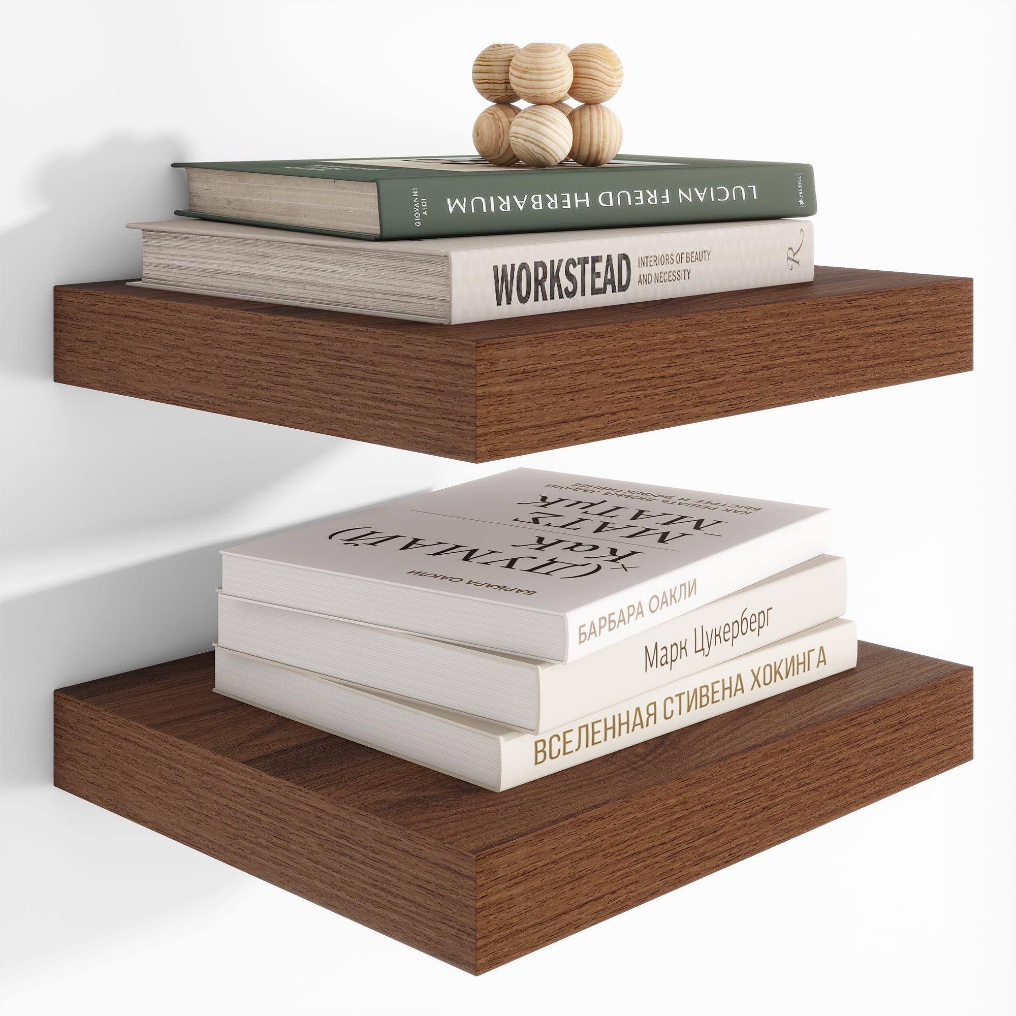 Heimlove 12 Inch Deep Floating Shelves, 12 x 12 inches Long Wall Shelf, Large Extra Display Shelf & Storage Shelf, Rustic Wood Wall Shelves for