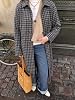 Abrigo trench de cuadros para mujer Cicy Bell para otoño, solapa, cruzado simple, chaqueta larga 7