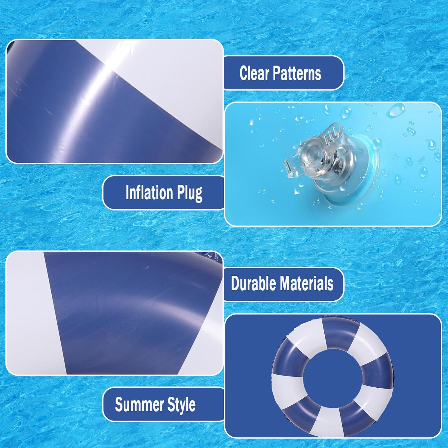 33 inch Inflatable Pool Floats for Adults- 2 Pack Striped Floaties Pool Tubes Swim Rings Inflatable Pool Float for Swimming Pool Party Lake Beach Adults
