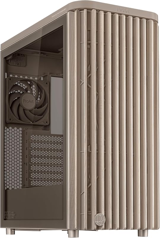 ProArt PA401 Wood Edition Beige ATX PC case with Tempered Glass Side Panel; Supports GPUs up to 315mm, 240mm Radiator, 160x32mm Fans, Power/Reset Lock, Detachable PSU Bracket, 2 Year Warranty