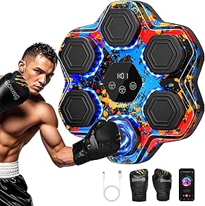 Music Boxing Machine with Bluetooth & LED Display, Wall Mounted Punching Trainer for Kids & Adults