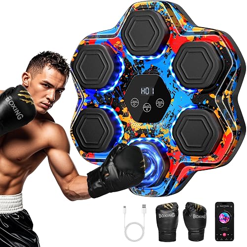 TGLLM Music Boxing Machine, Interactive Punching Trainer with Boxing Gloves,