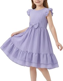 Girls Summer Dress, Boho Casual, Birthday Party Bow Sundress For Kids 4-17Y