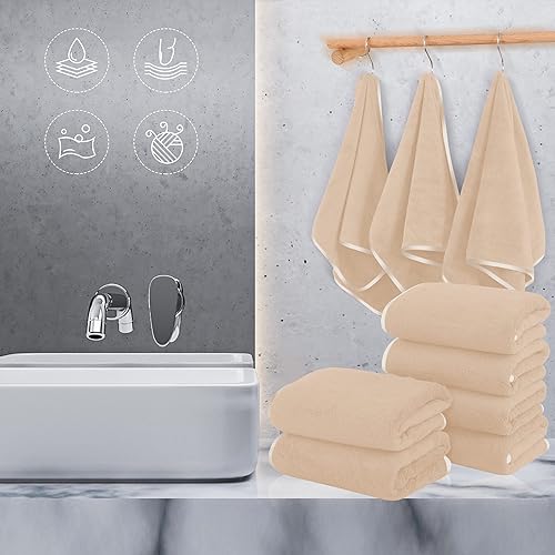 Vista 178 de TENSTARS - Toallas de mano para baño con dobladillo de seda, secado rápido, toalla absorbente de microfibra ultrasuave para baño, fitness, gimnasio