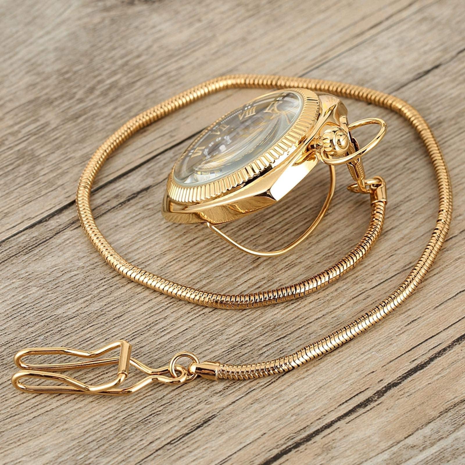 Taschenuhr, schwarz/Silber/goldene mechanische Quadrat -Schalttasche Wickeluhr