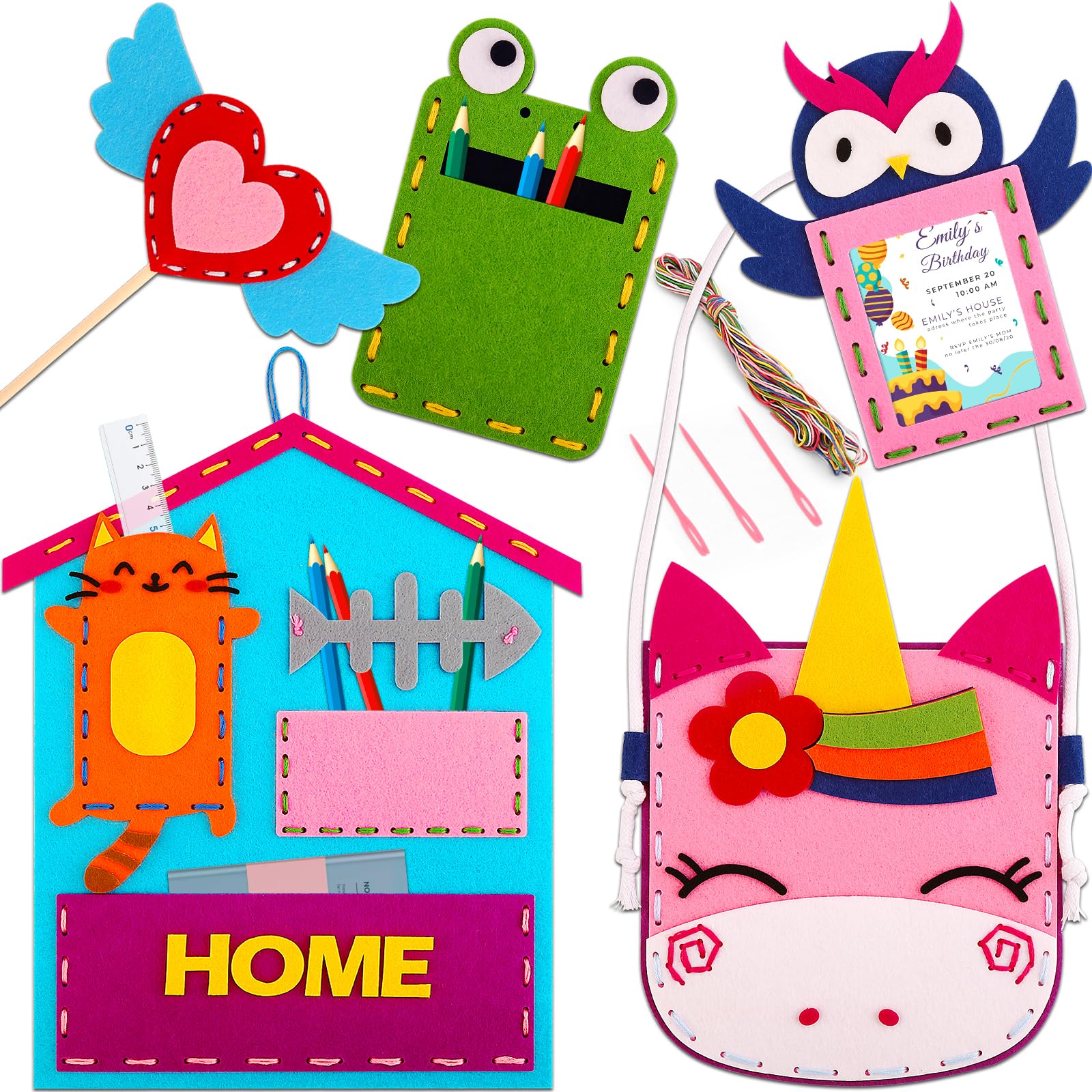 Kids First Sewing Kits Age 5-8 4-7, Girls Sew Fun Felt Crafts Activities, Toddler Art & Craft Starter Embroidery Kits Ages 4-8 6-8, Children Sewing Project 4 5 6 7 8 + yrs Girl Gifts