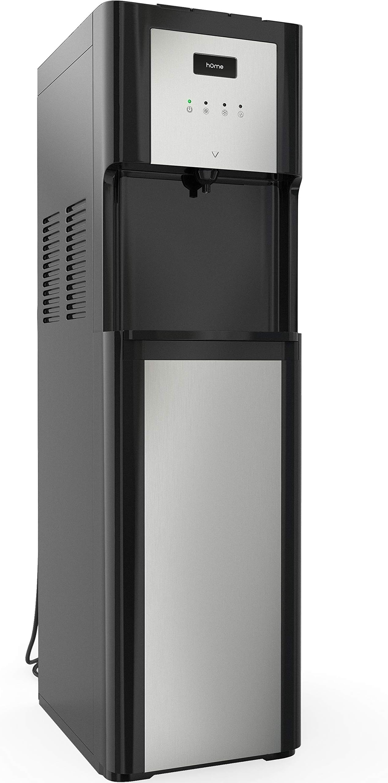 hOmeLabs Bottom Loading Water Dispenser for 3 or 5 Gallon Bottle - with Hot Cold and Room Temperature Settings Stainless Steel Design and LED Night Light - Home Office Dispenser with Child Safety Lock