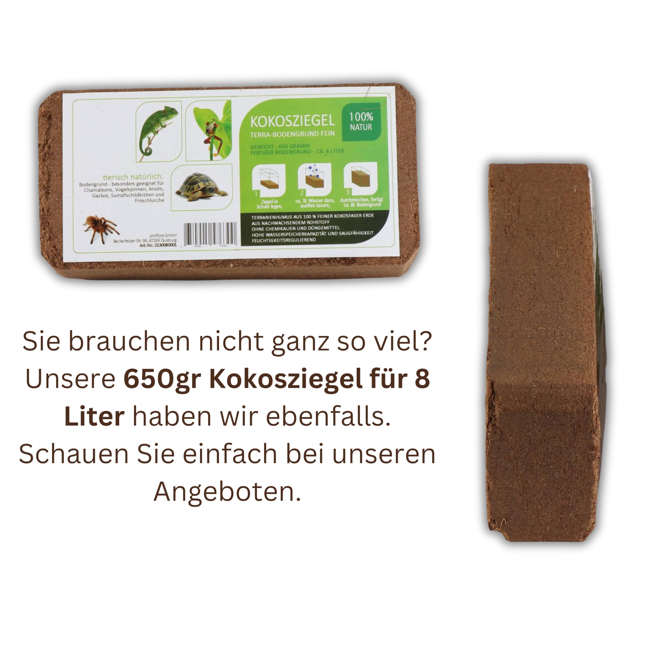 ProFlora® Kokoserde Terrarium Bodengrund gepresst 70l - Biologisch abbaubare, torffreie Erde aus Kokosfasern (1 Stück)