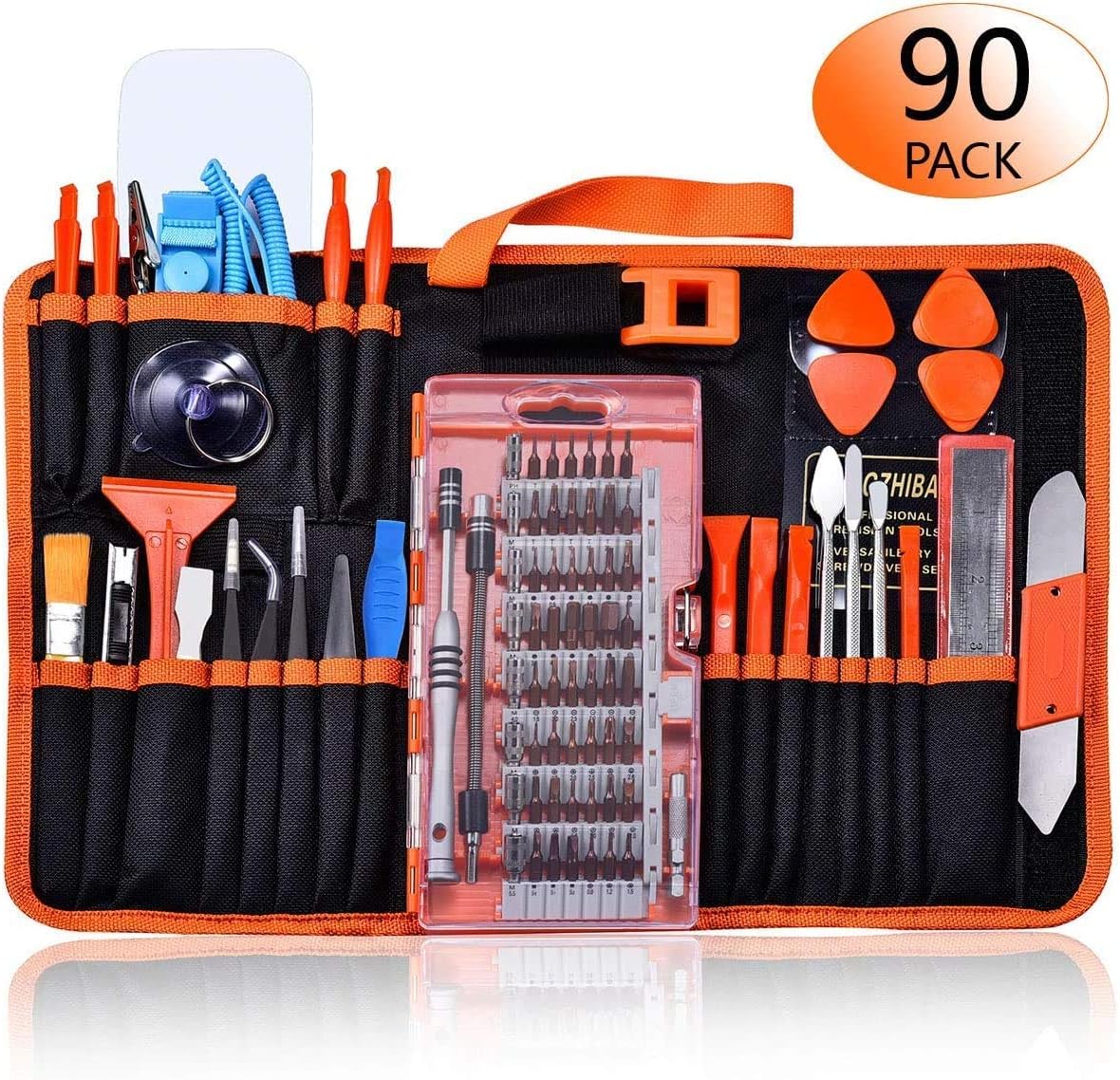 GANGZHIBAO 90pcs Electronics Repair Tool Kit Professional+4pcs suction cup for MacBook iMac,iPhone,PC,iPad,Tablet,LCD Screen Opening Tool : Electronics
