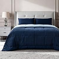 Vista 13 de Bedsure Edredones de edredón tamaño matrimonial, edredón acolchado alternativo, ultra suave y ligero, con 8 pestañas, lavable a máquina, 82 x 86