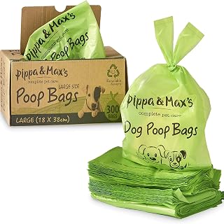 Pippa & Max Dog Poo Bags | Easy-Tie Handles, Heavy-Duty & Leak-Proof | Large Size for All Breeds | Pet Poop Cleanup | Pack of 300