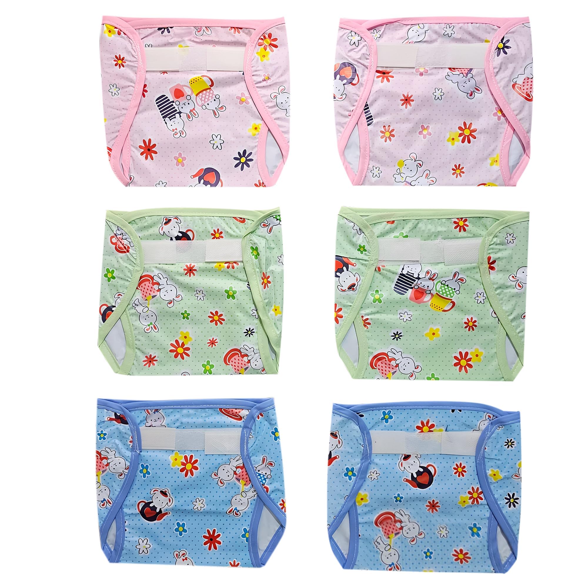 Hooper Baby & Toddler Diaper Covers for 0-3 Years | Reusable, Waterproof & Adjustable Nappy Cover | Ultra Soft, Thin & Breathable Wrap for Sensitive Skin | Unisex Washable Diapers (Design 1, L, 6, count)