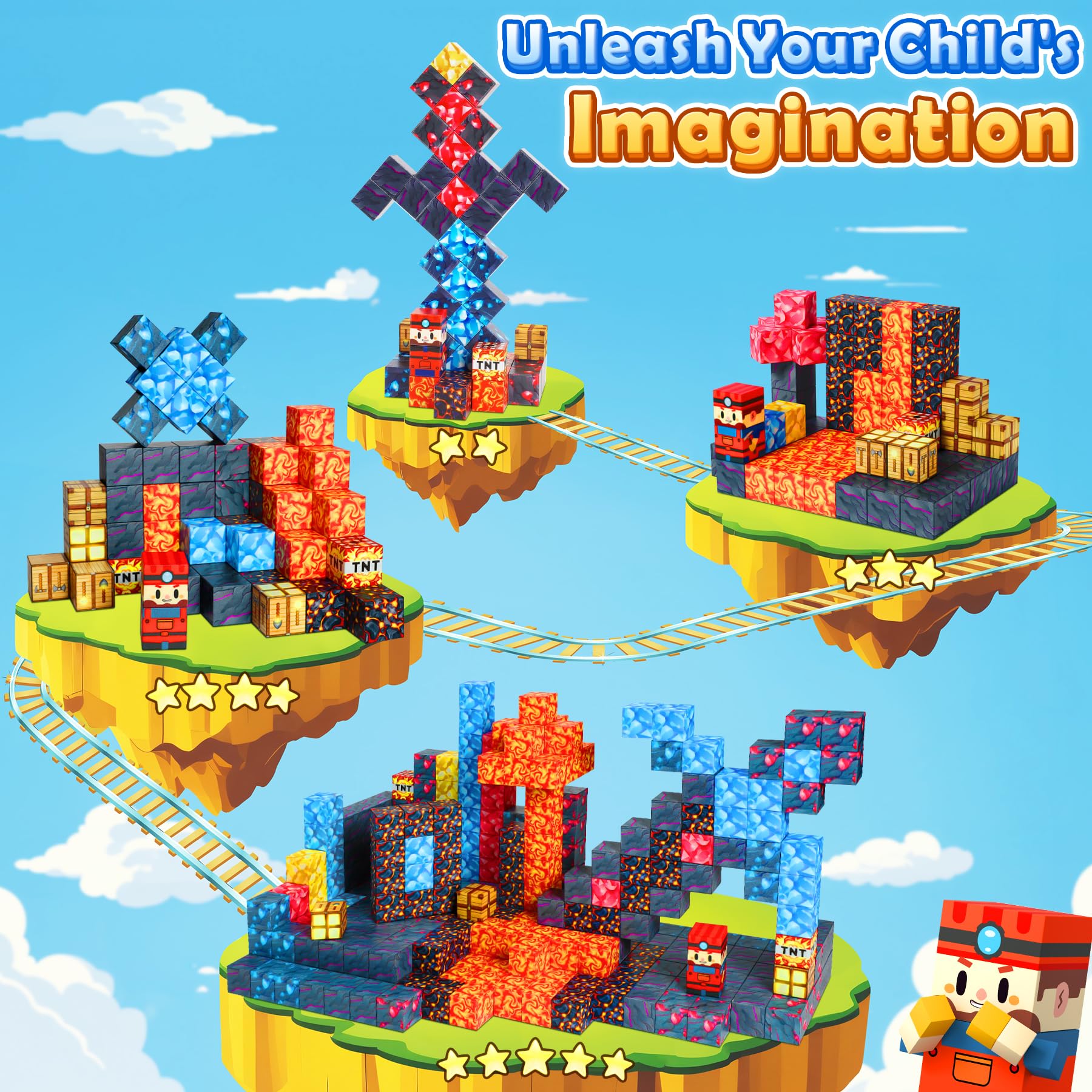 COOLJOYA Magnetic Blocks, Magnetic Building Blocks for Kids Boys Girls Aged 3 4 5 6 7 8 Years Old - Image 4