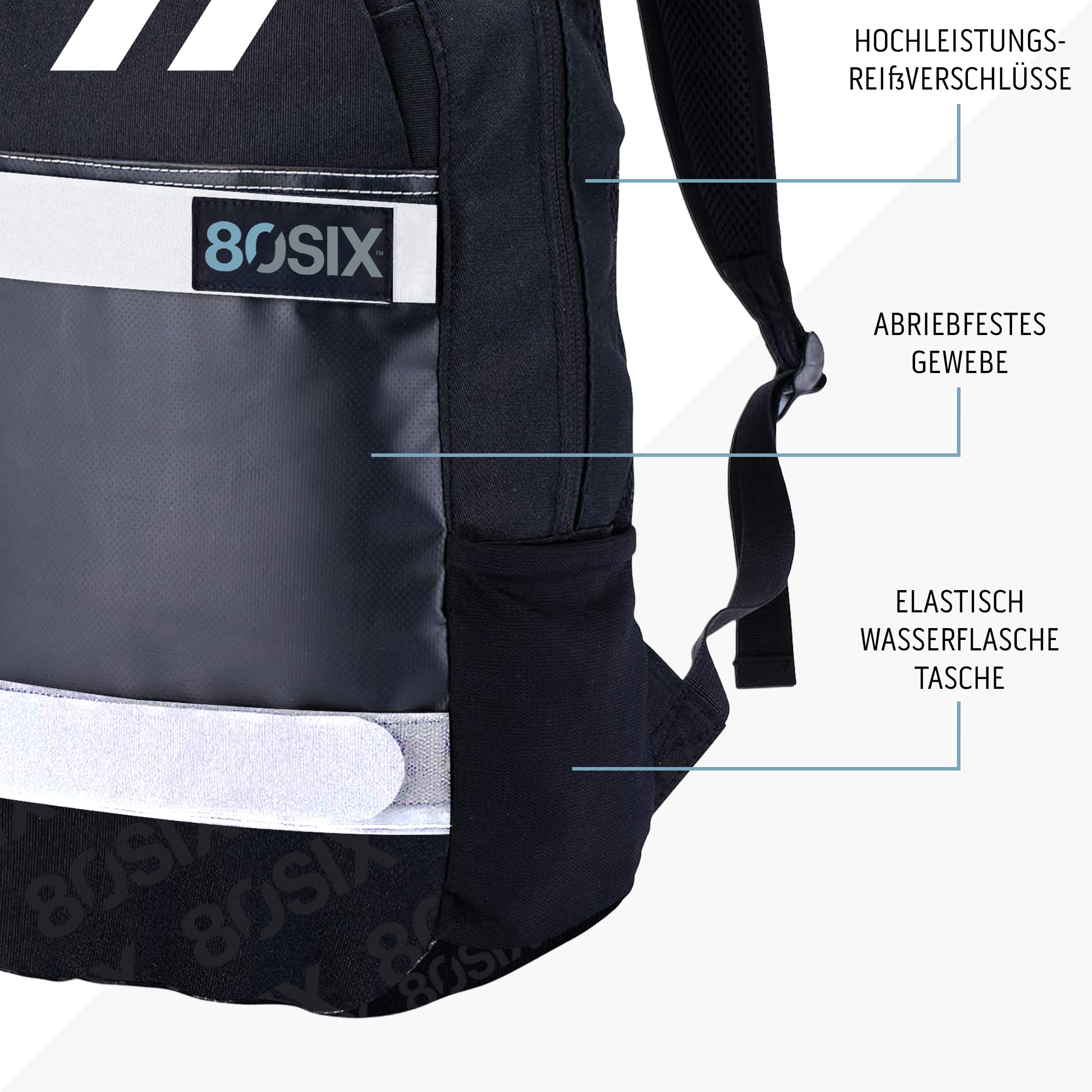 80Six Mochila Portatil de Senderismo Pequeña 20L, Ligera e Impermeable, para Hombres y Mujeres, Ideal para Viajes, Ciclismo, Camping, Gimnasio y Actividades al Aire Libre, Negra