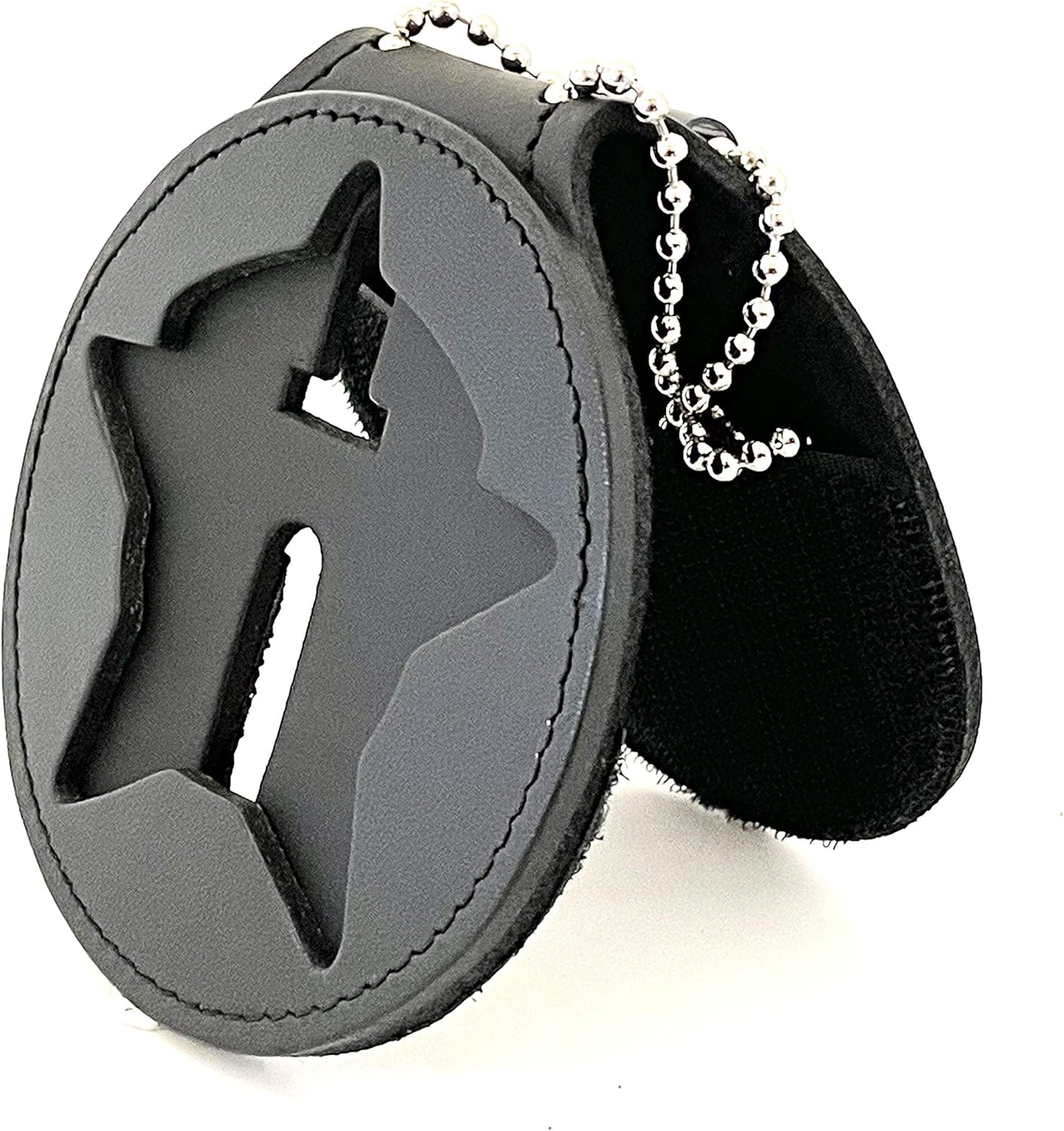Chicago Patrol Belt Clip Badge Holder with Pocket and Chain (Cutout PF480)