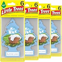 Vista 1 de Little Trees - Ambientador de árbol colgante que proporciona un aroma de larga duración para tu hogar o tu auto. Aroma Summer Linen, 24
