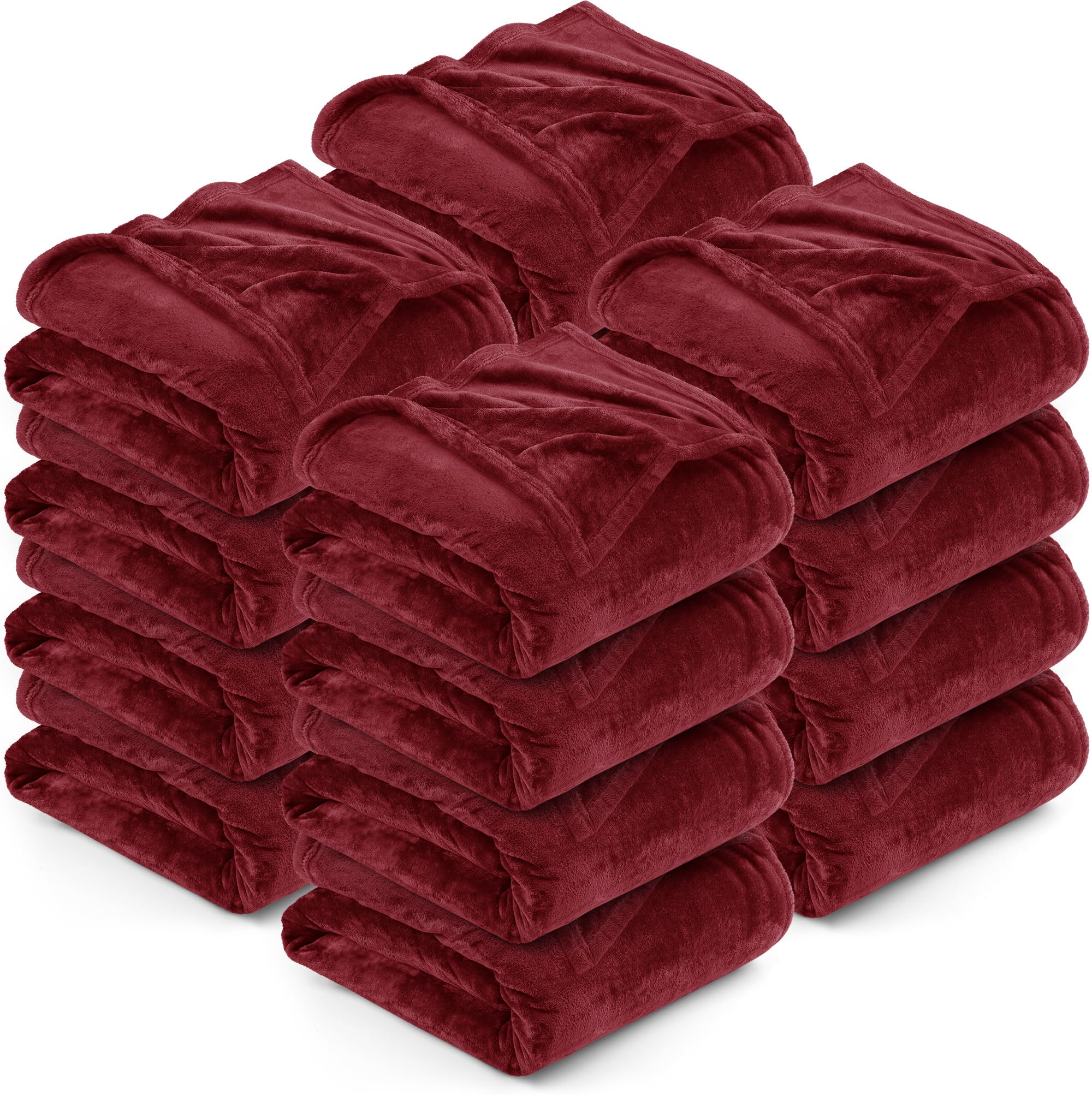Utopia Bedding Fleece Blanket, Soft, Cosy 300 GSM Fluffy Blankets For Sofas, Bed, Couches - Pack of 16 (Throw, 152x127 cm, Burgundy)
