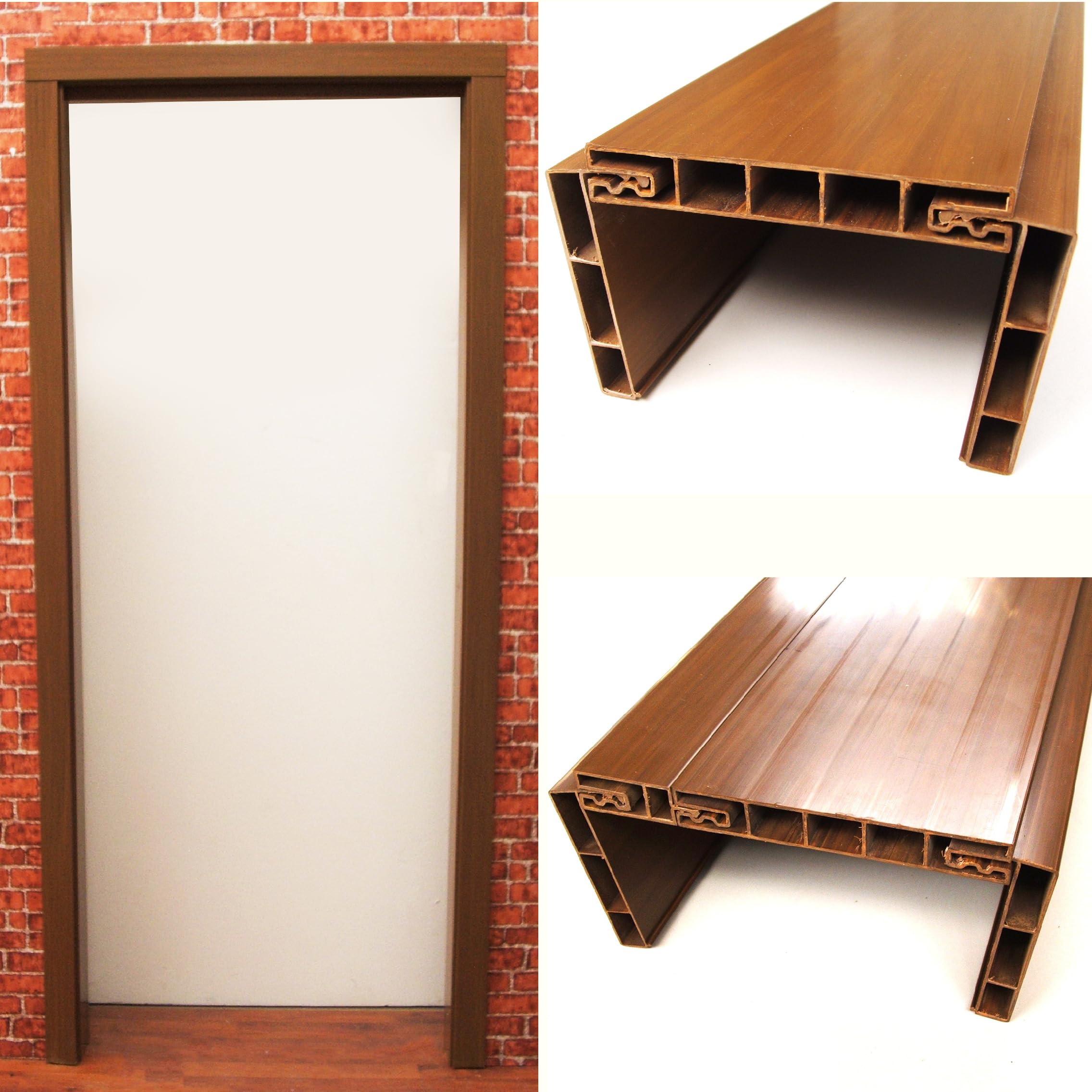 LANZI STIL Telaio in PVC Universale per Vani Passaggio e Porte a Soffietto|H 220cm Riducibile ed estensibile|Cornice di Rifinitura|Kit Completo con Mostre viteria, schema di montaggio|Bianco o Marrone