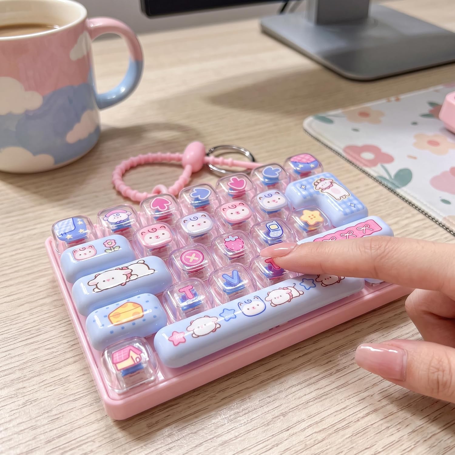 Keyboard Fidget Toy for Girls Cute Keyboard Keychain with Lanyard image 2