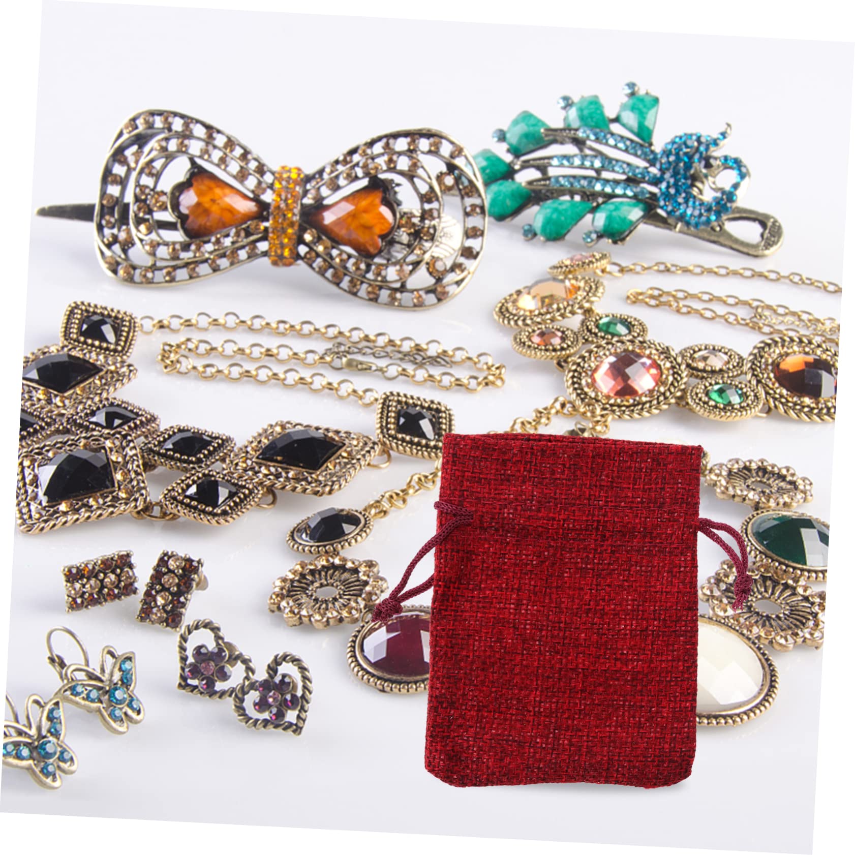 BEBEMOKO 100pcs Drawstring Candy Bags Burlap Storage Pouches for Parties Festivals Weddings and Daily Use for Sweets Treats and