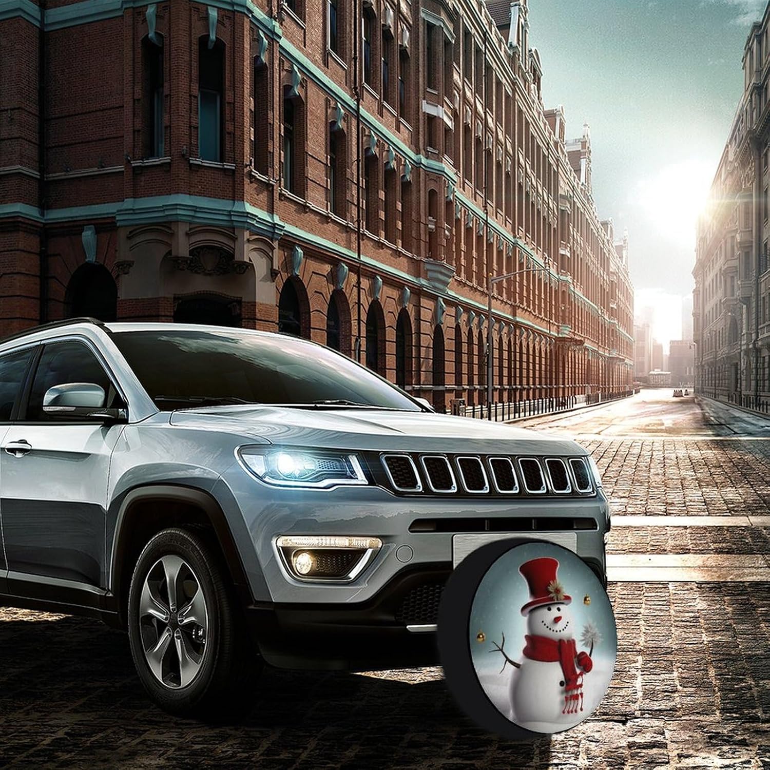 Universal Spare Tire Cover Waterproof Wheel Covers Car Tire Protector Snowman Wheel Protector Dustproof Wheels Tires Cover for RV SUV Truck Camper Trailer 30inch
