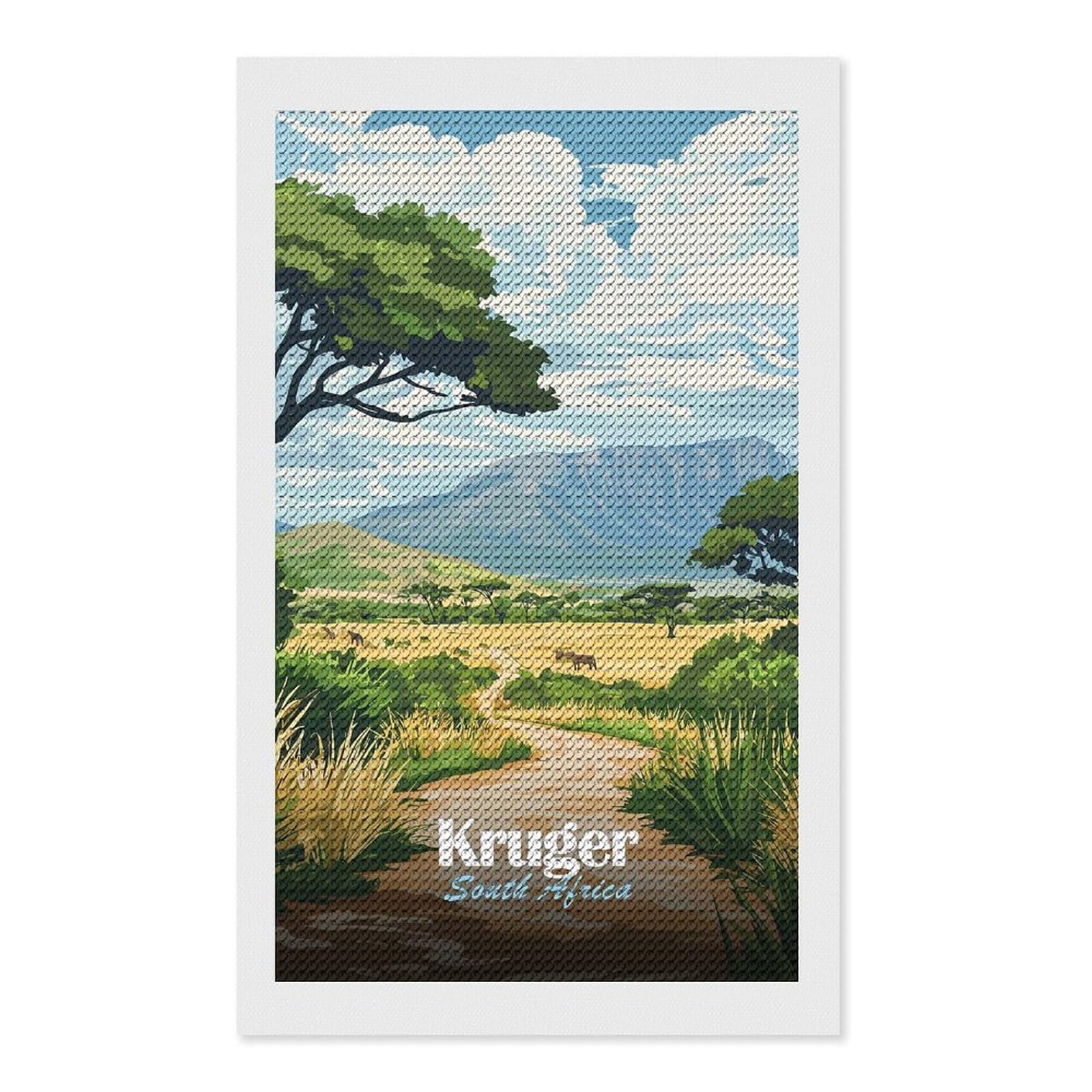 Junmoney Kruger National Park, South Africa(2) Diamond Art Canvas 12"x20", for Adults, Pleasing Wall Art Project, Modern Decor, Gift Idea, Nice Detail and Sparkle