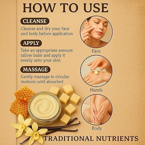 Miniatura 6 de Bálsamo de sebo  Aroma de grano de vainilla, hecho con miel y cera de abejas, bálsamo de ternera alimentada con pasto  Hecho de sebo