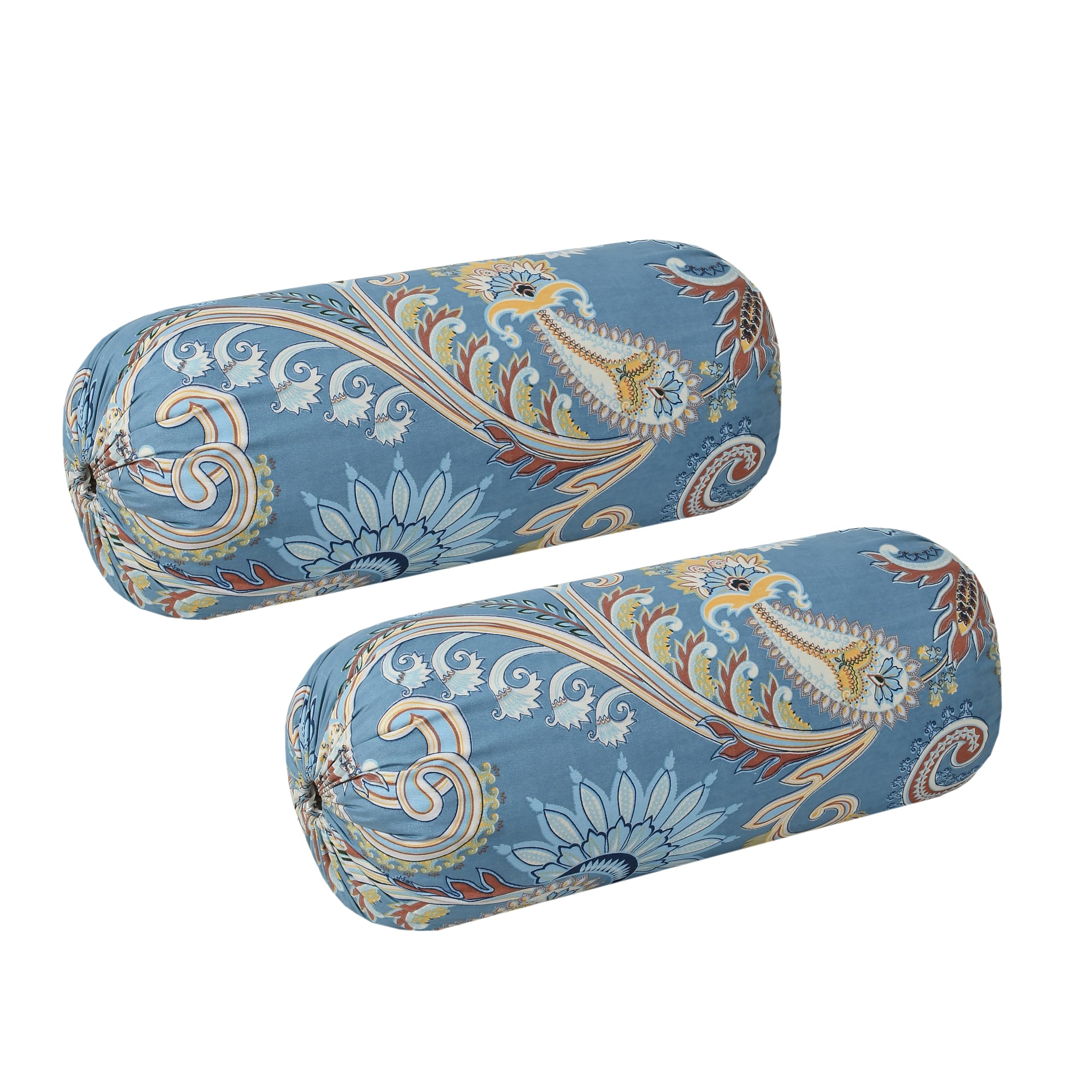 Tessile India 3D Printed Cotton Bolster Covers, 16x32 Inches, Pack of 2 (Blue)-image-13