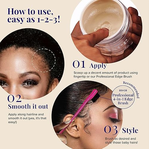 Miniatura 4 de Red by Kiss Edge Fixer 24 Hour Maximum Hold Edge Wax No Flaking Biotina B7 Gel para el cabello con infusión de biotina B7, 1.01 onzas líquidas (sin