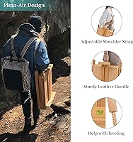 Vista 2 de VISWIN Caballete francés para pintar con paleta, correa para el hombro y almacenamiento, caballete de madera de haya ajustable para viajes