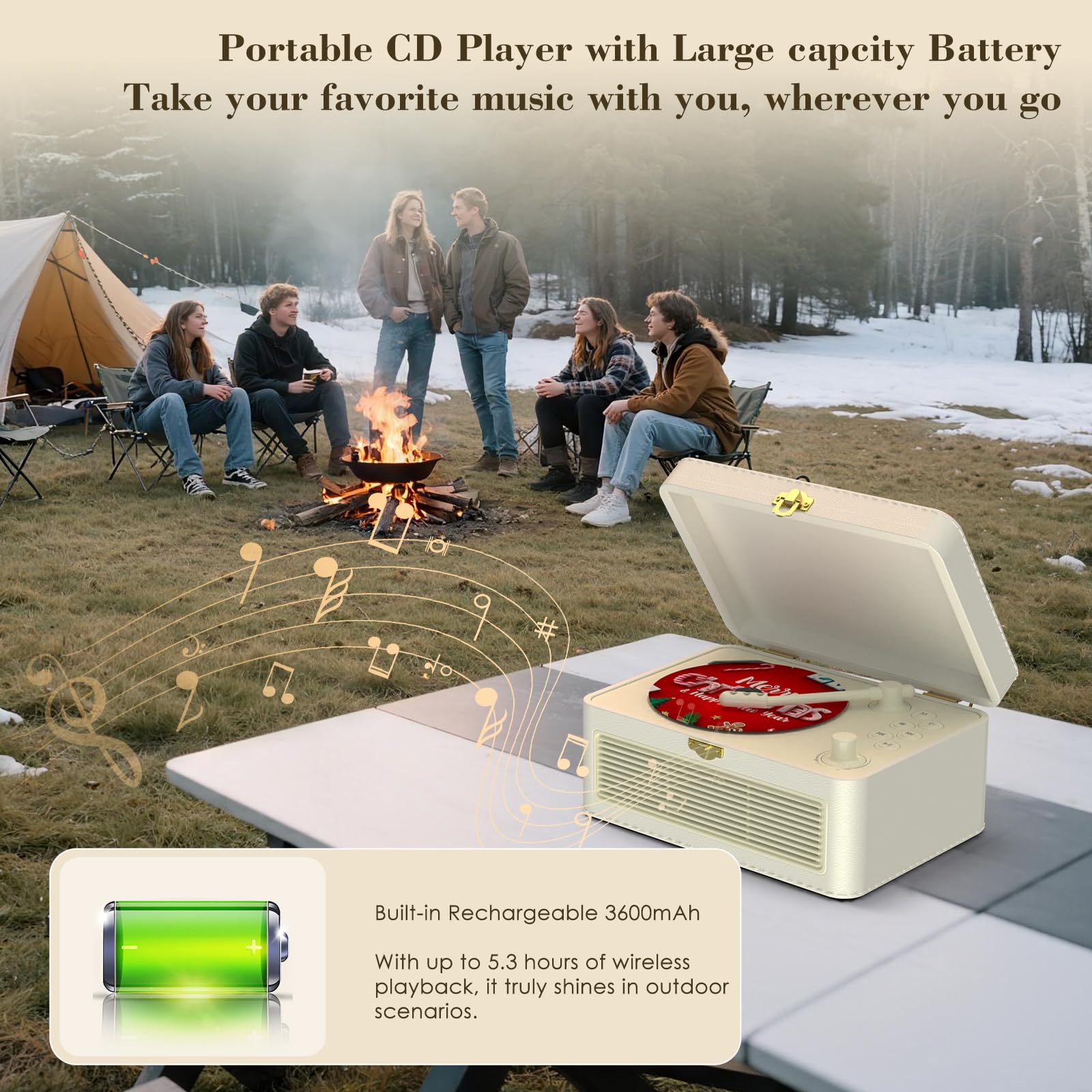 Lecteur CD Portable Bluetooth: Kegaudio Lecteurs CD Enfant avec Haut-Parleur, Radio, Télécommande Compatible USB/AUX Prise Casque (Blanc)