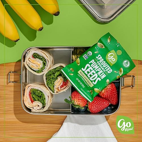 Miniatura 3 de Go Raw Semillas con agarre de sal marina y una sola porción Bolsas de superalimento orgánico vegano keto sin gluten calabaza 12 onzas