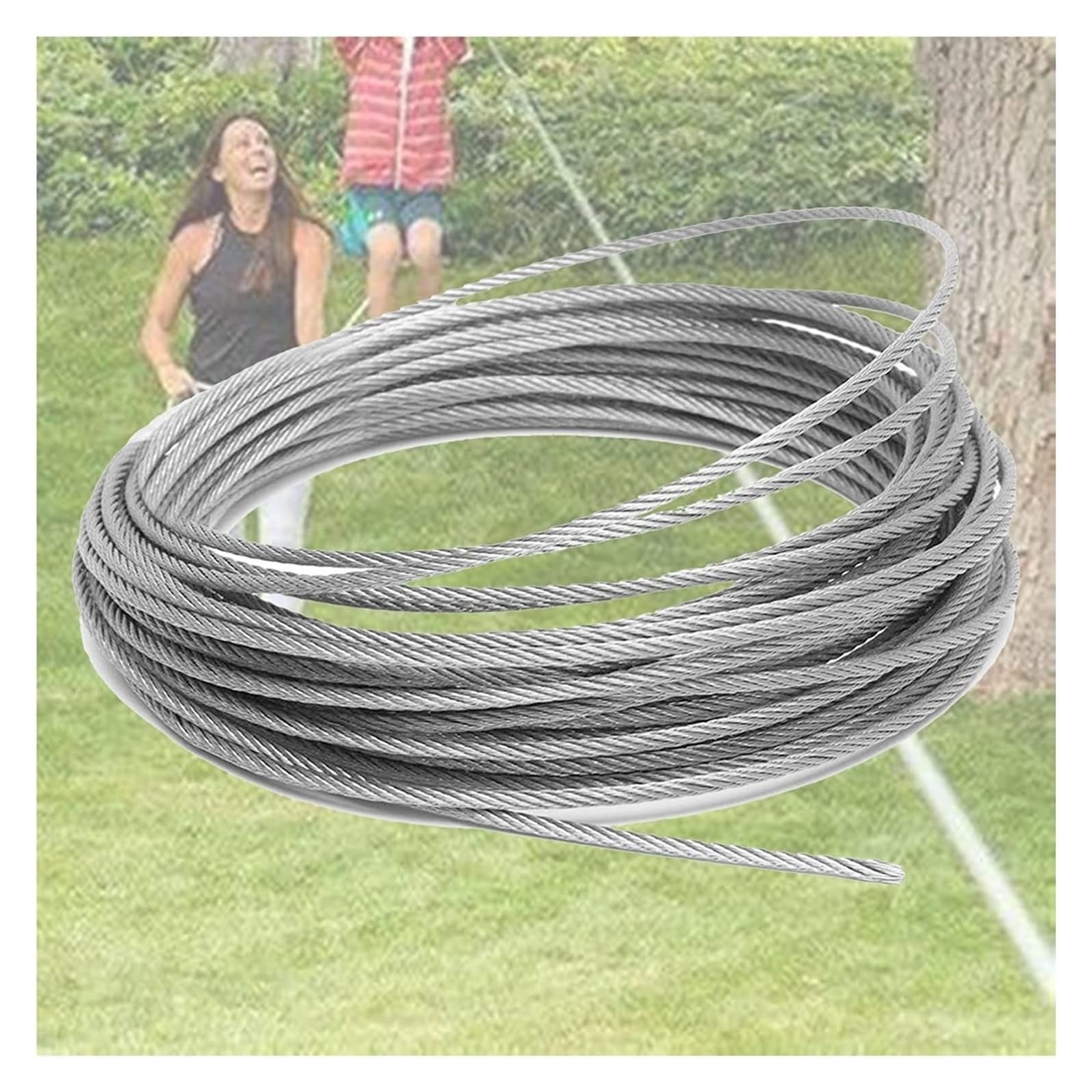 Edelstahl Drahtseil Zip Line Draht 5mm, Drahtseil for Geländer, Decks, Außenleuchten 304 Edelstahlseil, 1400 Lbs Bruchfestigkeit(20M/65.6ft)