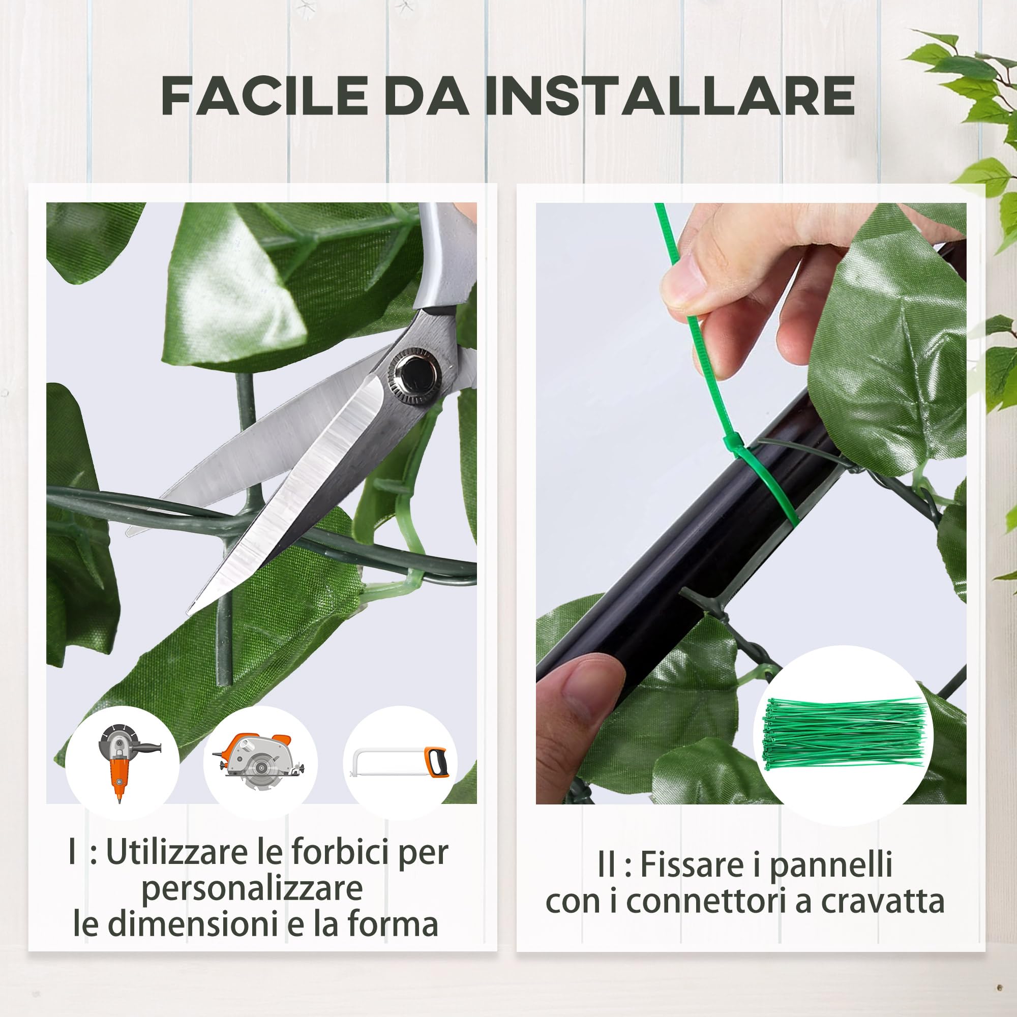Outsunny Rotolo di Siepe Finta di Faggio in PE 300x100 cm, Verde Scuro | per Balcone e Giardino, Siepe Artificiale da Esterno, Foglie di Edera, Protezione UV