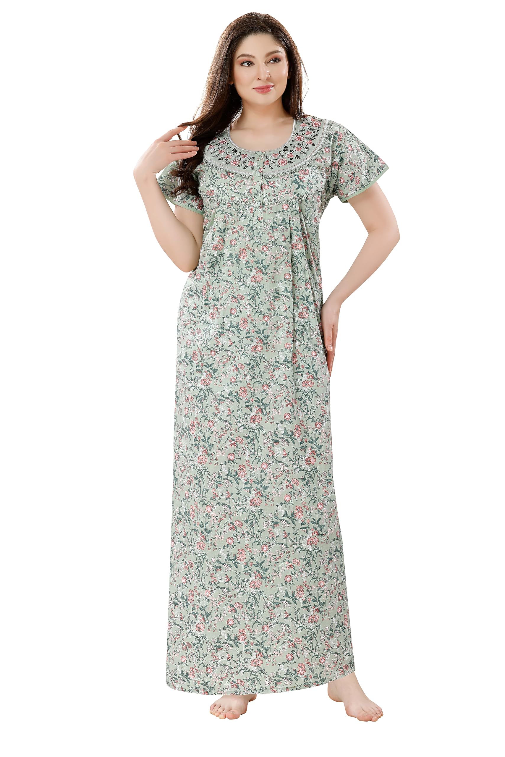 soulemo Women's Pure Cotton Floor Length Nighty 1684-picture-29