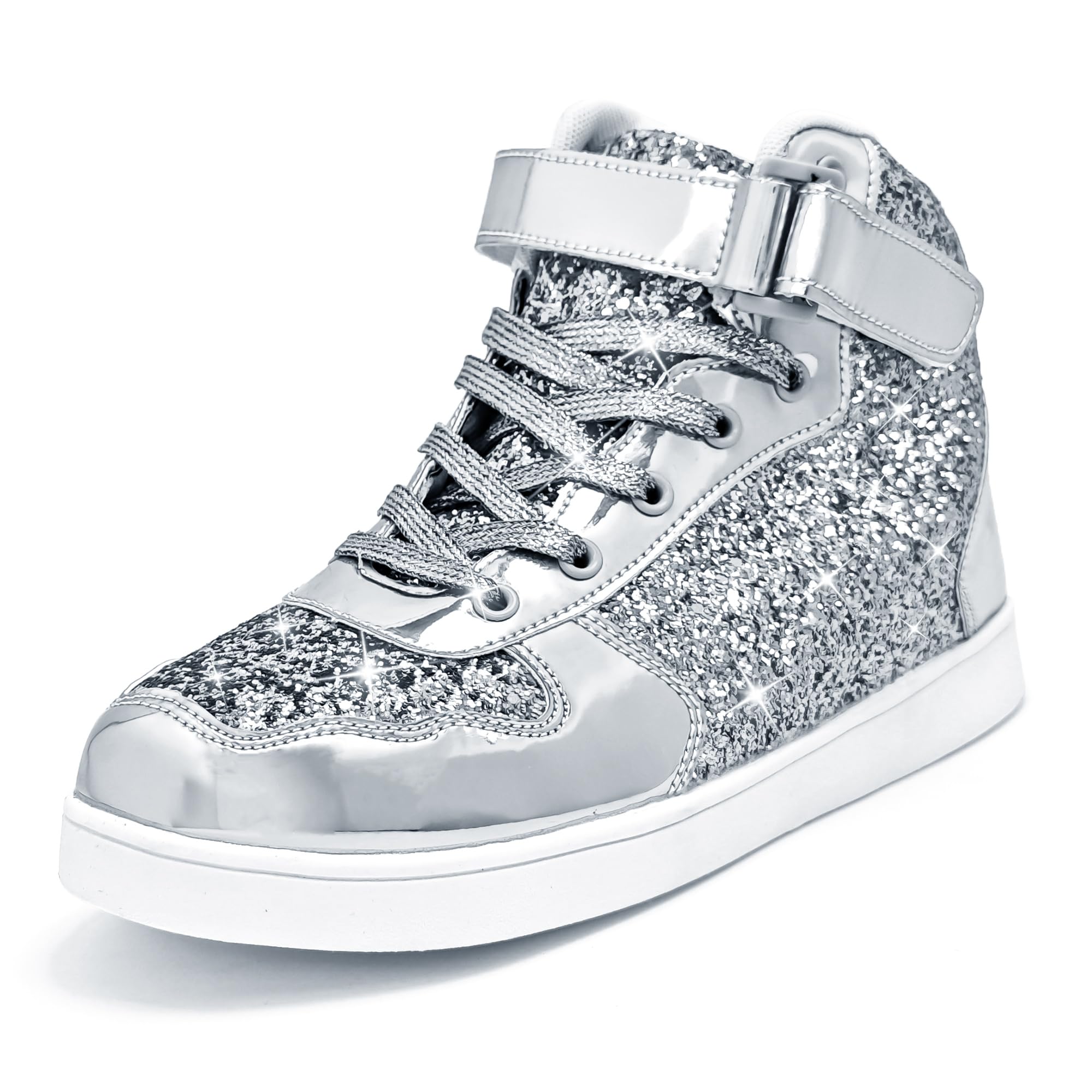 Glitter Shoes Kids High Top Sneakers for Boys Girls Gift Party Birthday Christmas Halloween