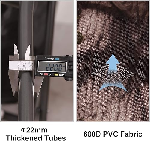 Miniatura 9 de REDCAMP Sillas de caza de gran tamaño para persianas, sillas de camping plegables y camufladas portátiles para adultos, asientos de caza con brazos