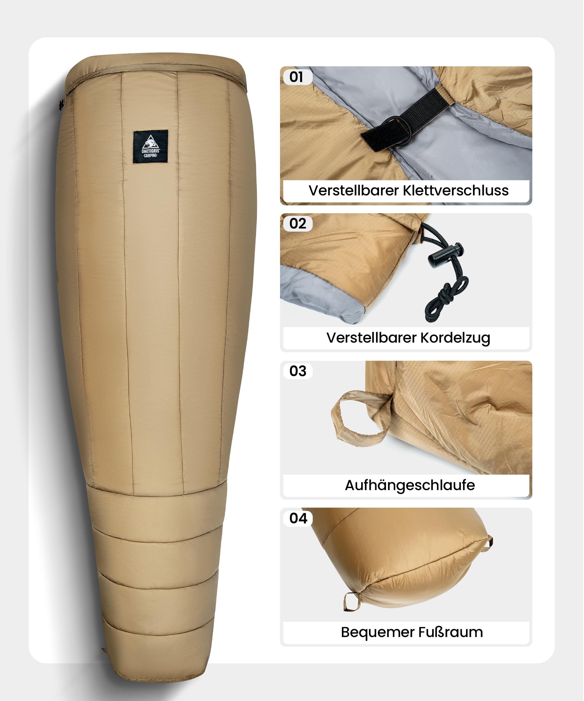 OneTigris Schlafsack 3 Jahreszeiten UL 1 kg, 5°C - 15°C, 200 cm x 85 cm | Deckenschlafsack Quilt 1 kg, kompakt für Camping, Wandern Outdoor
