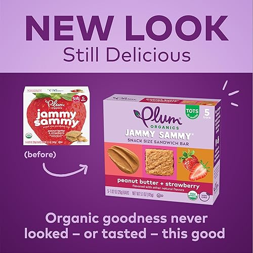 Miniatura 39 de Plum Organics Jammy Sammy Snack Bars – Manzana, col rizada y avena – Barras de 1.02 onzas (paquete de 30) – Barras orgánicas para niños pequeños