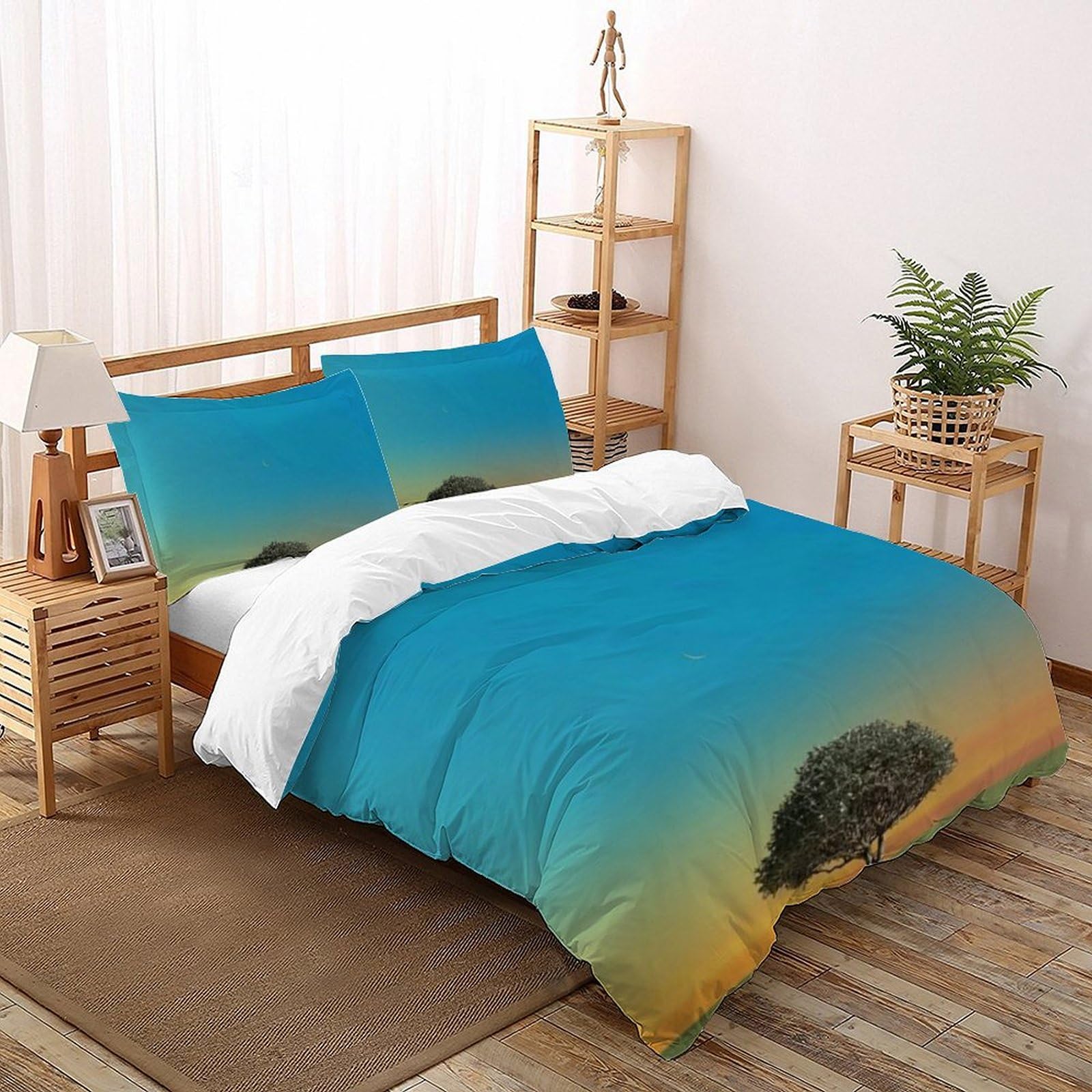 Housse de couette double 200x200 en microfibre imprimée 3D plantes