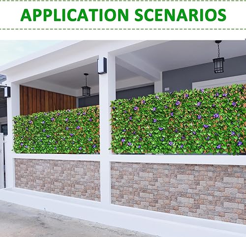 Miniatura 6 de Pantalla de Privacidad Expandible de Cercado para Balcón, Patio Exterior, Panel Decorativo de Cercado de Hiedra Artificial, Setos Artificiales (1,