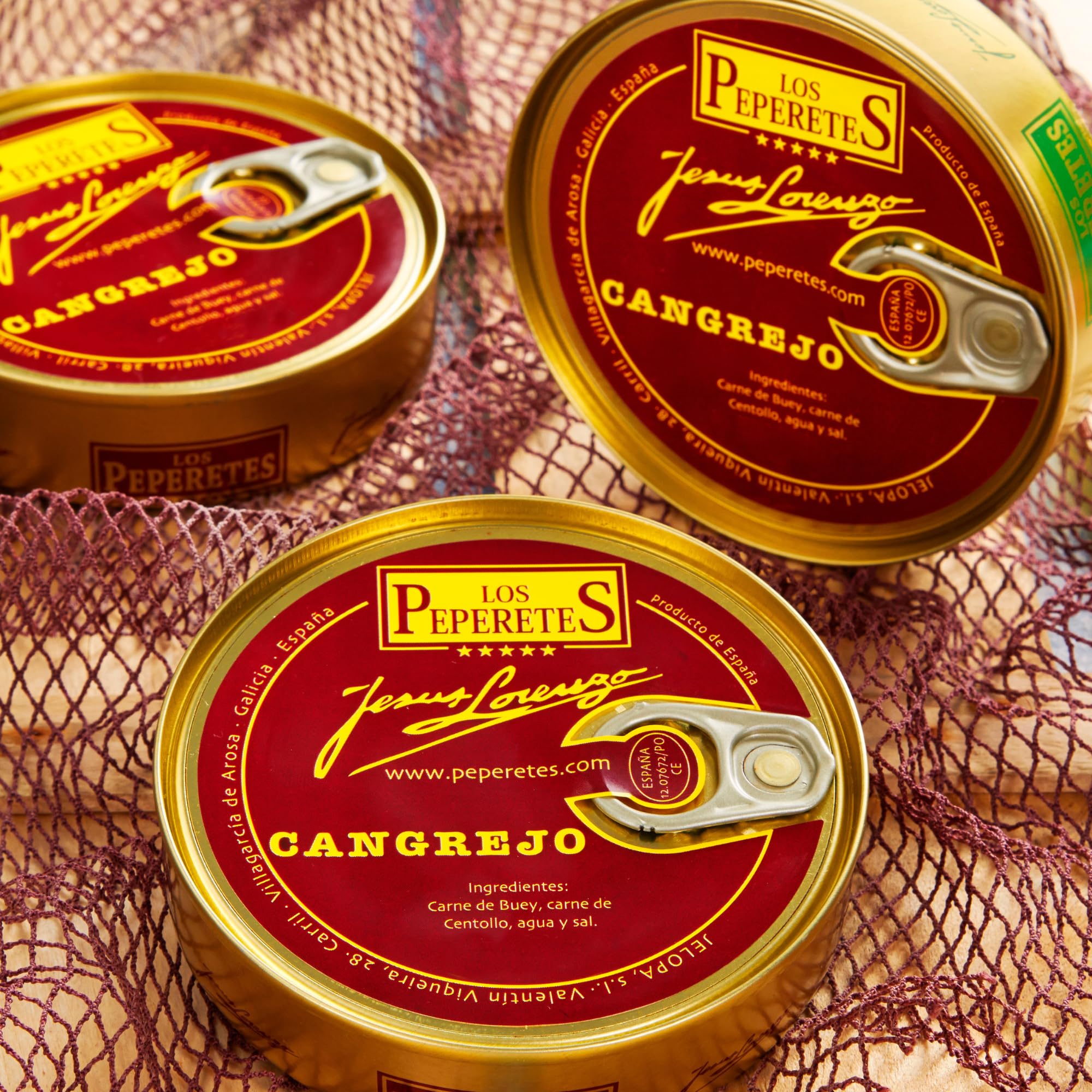 LOS PEPERETES x3 Lata Cangrejo al Natural Buey de Mar 120 g | Marisco Gallego Gourmet | Carne de Cangrejo del Atlántico | Conserva Artesanal y Natural | Sabor Tradicional del Mar de Galicia