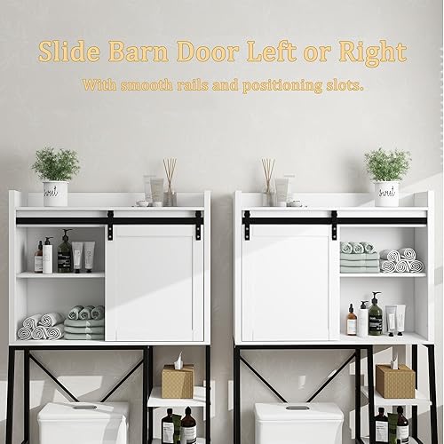 Miniatura 4 de Armario de almacenamiento sobre el inodoro con estante lateral y estantes, organizador independiente para ahorrar espacio sobre el inodoro con