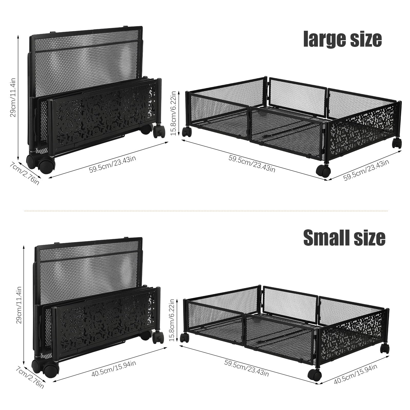 Contenitore Sotto Il Letto Con Ruote – Organizer Pieghevole Per Vestiti, Scarpe, Coperte, Biancheria (60x40x16 Cm)