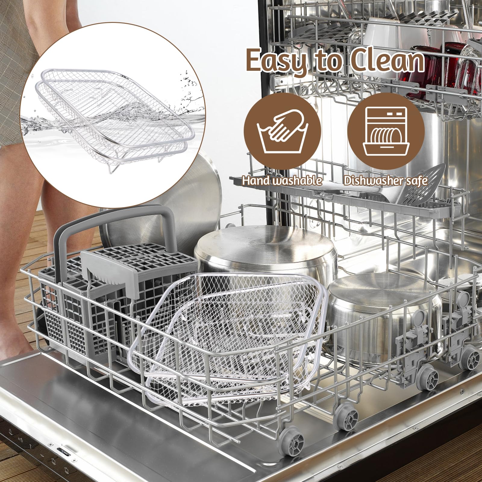 Carrée Air Fryer Rack Empilable en Acier Inoxydable, 20cm Grilles pour Friteuse, Griller Rack Air Fryer Accessoires pour Barbecue, Four, Air Fryer Déshydrateur Rack Grill Rack Air